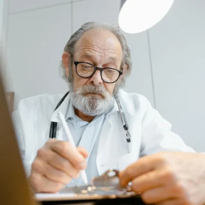 Man in White Dress Shirt Wearing Eyeglasses Holding Black Pen