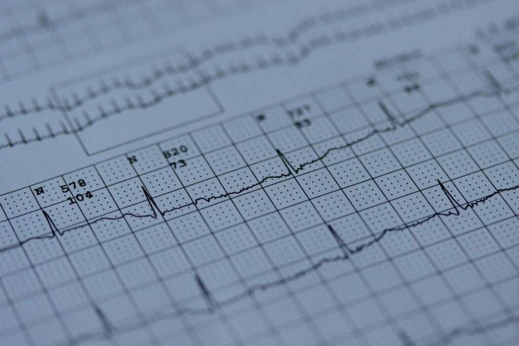 A close up of a medical paper with a graph on it